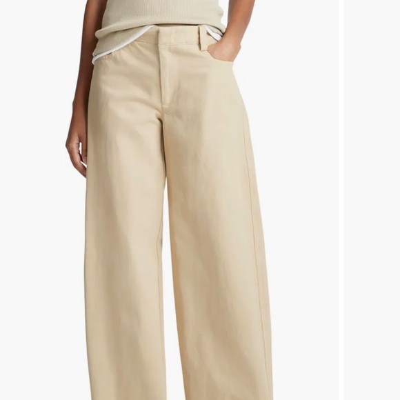 Vince Twill Wide Leg Raw Hem Pants In Haystack Size 4...